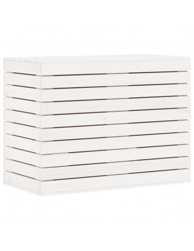Cesto per Bucato Bianco 88,5x44x66 cm Legno Massello Pino