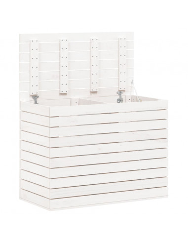 Cesto per Bucato Bianco 88,5x44x66 cm Legno Massello Pino