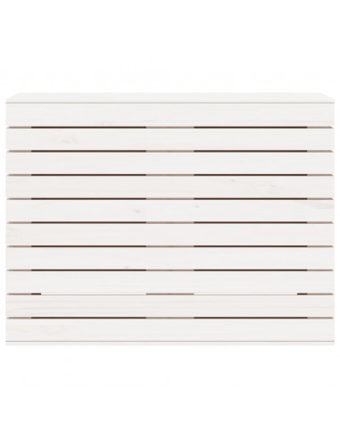 Cesto per Bucato Bianco 88,5x44x66 cm Legno Massello Pino