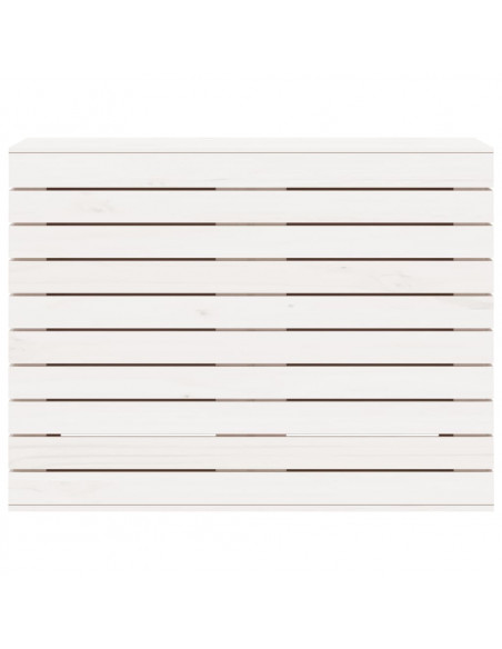 Cesto per Bucato Bianco 88,5x44x66 cm Legno Massello Pino