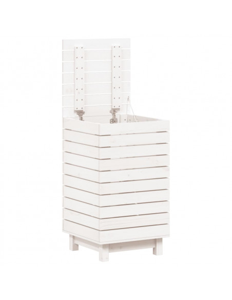 Cesto per Bucato Bianco 44x44x76 cm Legno Massello Pino