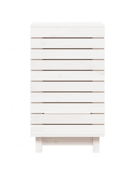 Cesto per Bucato Bianco 44x44x76 cm Legno Massello Pino