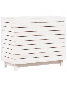 Cesto per Bucato Bianco 88,5x44x76 cm Legno Massello Pino 2