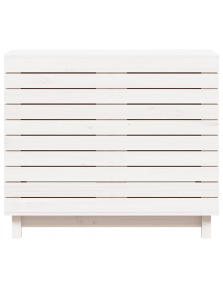 Cesto per Bucato Bianco 88,5x44x76 cm Legno Massello Pino