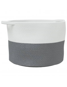 Cesto per Biancheria Grigio e Bianco Ø55x36 cm in Cotone 2