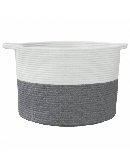 Cesto per Biancheria Grigio e Bianco Ø55x36 cm in Cotone