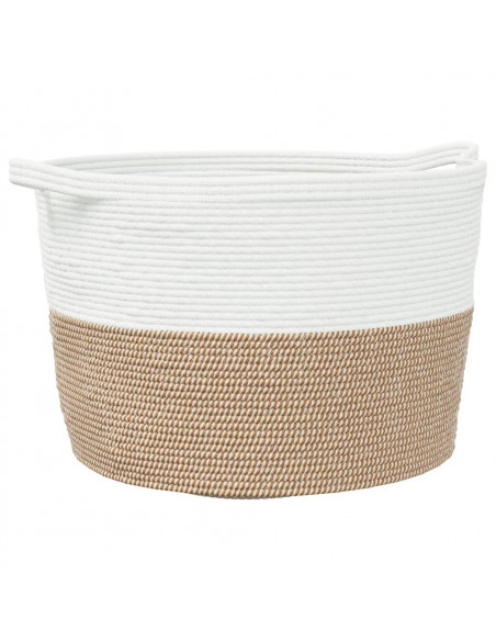 Cesto per Biancheria Marrone e Bianco Ø60x36 cm in Cotone