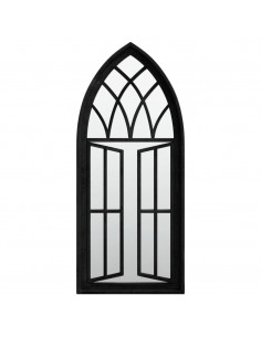 Specchio da Giardino Nero 70x30 cm in Ferro per Uso Esterno 2