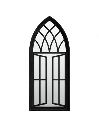 Specchio da Giardino Nero 70x30 cm in Ferro per Uso Esterno