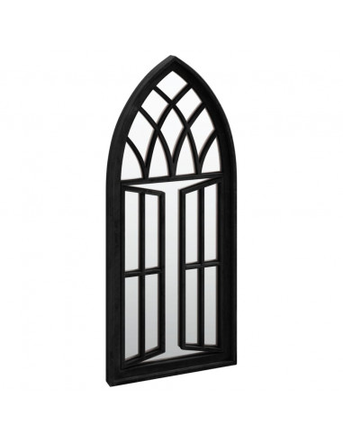 Specchio da Giardino Nero 70x30 cm in Ferro per Uso Esterno