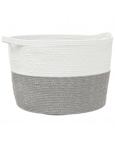 Cesto per Biancheria Grigio e Bianco Ø60x36 cm in Cotone 2