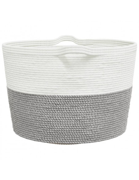 Cesto per Biancheria Grigio e Bianco Ø60x36 cm in Cotone