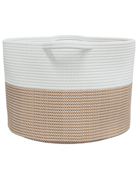 Cesto per Biancheria Marrone e Bianco Ø55x36 cm in Cotone