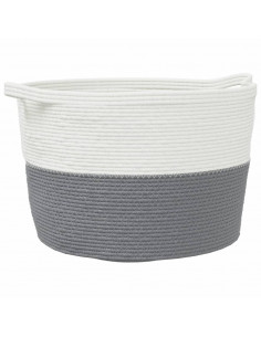 Cesto per Biancheria Grigio e Bianco Ø60x36 cm in Cotone 2