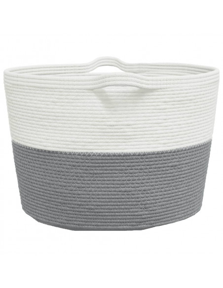 Cesto per Biancheria Grigio e Bianco Ø60x36 cm in Cotone