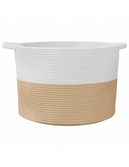 Cesto per Biancheria Beige e Bianco Ø55x36 cm in Cotone