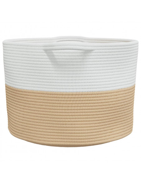 Cesto per Biancheria Beige e Bianco Ø55x36 cm in Cotone