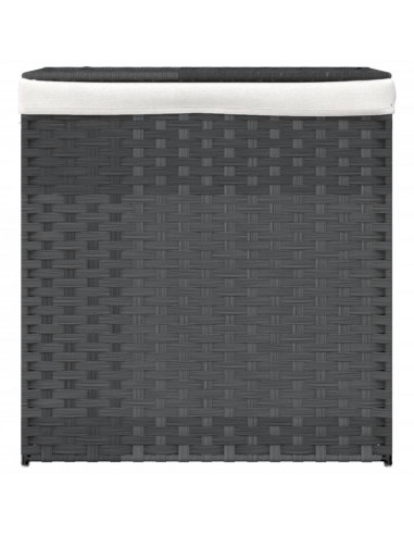 Cesto Portabiancheria 2 Sezioni Grigio 53x35x57 cm Polyrattan