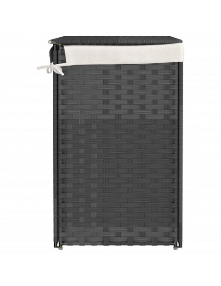 Cesto Portabiancheria 2 Sezioni Grigio 53x35x57 cm Polyrattan
