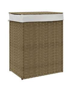 Cesto Portabiancheria con Coperchio 46x33x60 cm Polyrattan 2