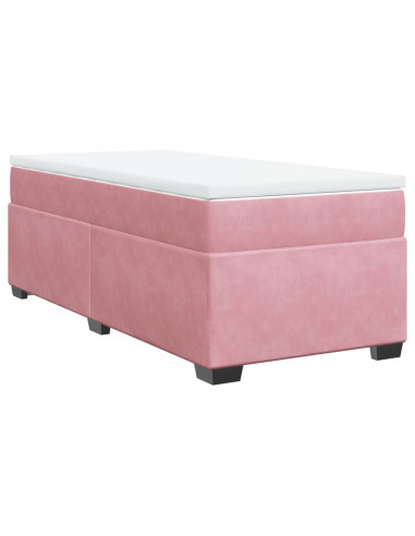 Giroletto a Molle con Materasso Rosa 90x200 cm in Velluto