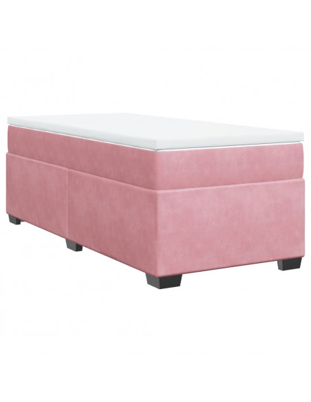 Giroletto a Molle con Materasso Rosa 90x200 cm in Velluto