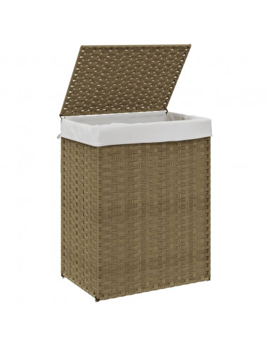 Cesto Portabiancheria con Coperchio 46x33x60 cm Polyrattan