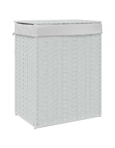 Cesto Portabiancheria Coperchio Bianco 46x33x60 cm Polyrattan