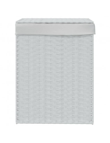Cesto Portabiancheria Coperchio Bianco 46x33x60 cm Polyrattan