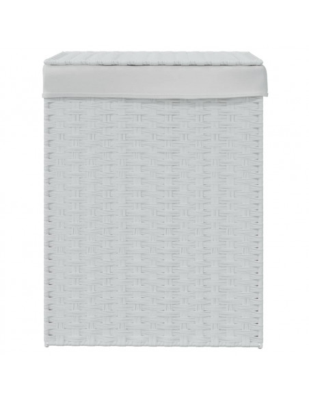 Cesto Portabiancheria Coperchio Bianco 46x33x60 cm Polyrattan
