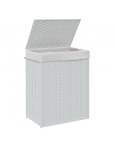 Cesto Portabiancheria Coperchio Bianco 46x33x60 cm Polyrattan