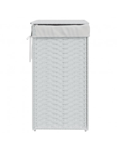Cesto Portabiancheria Coperchio Bianco 46x33x60 cm Polyrattan