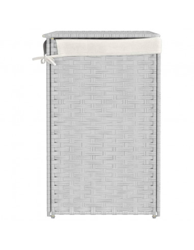 Cesto Portabiancheria 2 Sezioni Bianco 53x35x57 cm Polyrattan