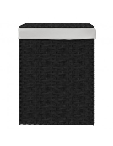Cesto Portabiancheria con Coperchio Nero 46x33x60 cm Polyrattan