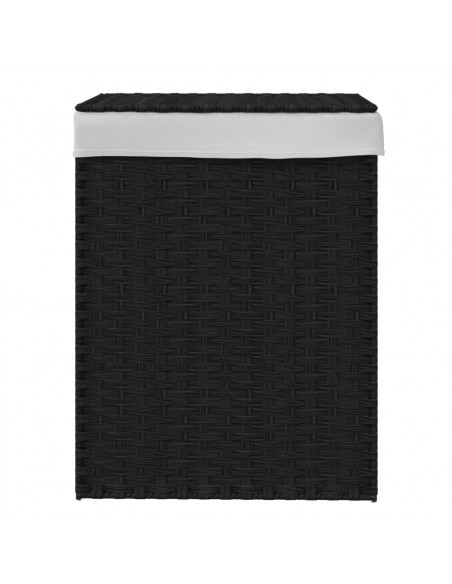 Cesto Portabiancheria con Coperchio Nero 46x33x60 cm Polyrattan