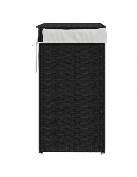 Cesto Portabiancheria con Coperchio Nero 46x33x60 cm Polyrattan