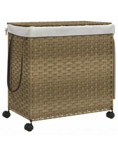 Cesto Portabiancheria con Ruote 60x35x60,5 cm Rattan 2