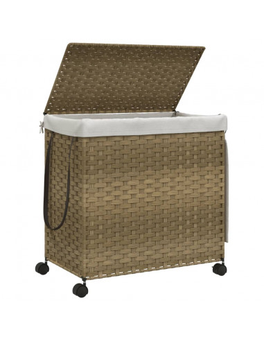 Cesto Portabiancheria con Ruote 60x35x60,5 cm Rattan