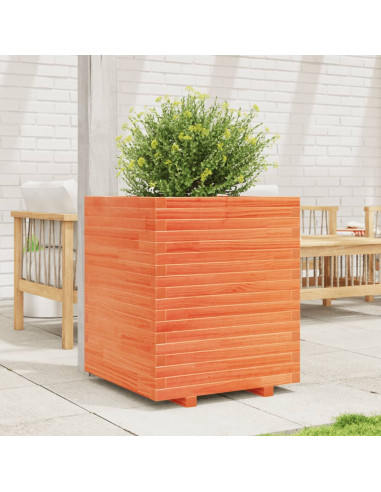 Fioriera Giardino Marrone Cera 60x60x72 cm Legno Massello Pino