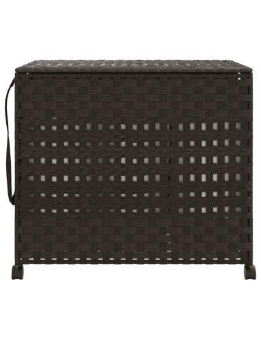 Cesto Portabiancheria Ruote Marrone Scuro 66x35x60 cm Rattan