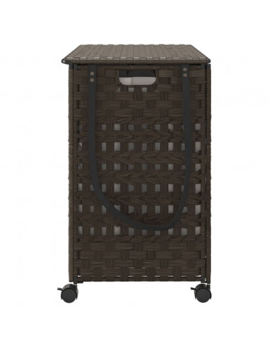 Cesto Portabiancheria Ruote Marrone Scuro 66x35x60 cm Rattan