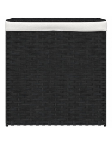 Cesto Portabiancheria 2 Sezioni Nero 53x35x57 cm Polyrattan