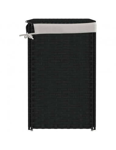 Cesto Portabiancheria 2 Sezioni Nero 53x35x57 cm Polyrattan