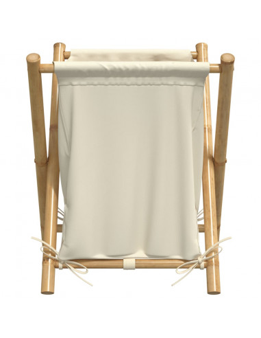 Cesto per Biancheria Bianco Crema 45x55x63,5 cm in Bambù