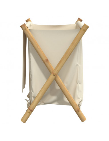 Cesto per Biancheria Bianco Crema 45x55x63,5 cm in Bambù
