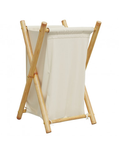 Cesto per Biancheria Bianco Crema 41,5x36x63,5 cm in Bambù
