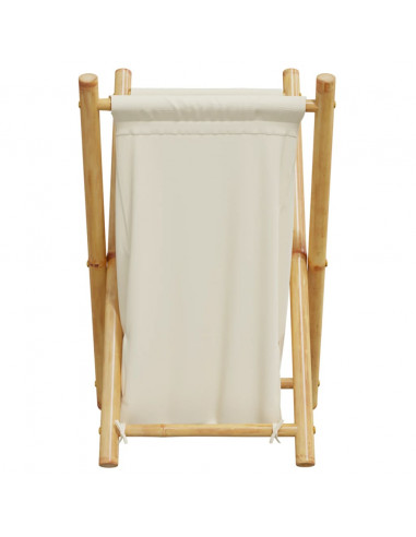 Cesto per Biancheria Bianco Crema 41,5x36x63,5 cm in Bambù