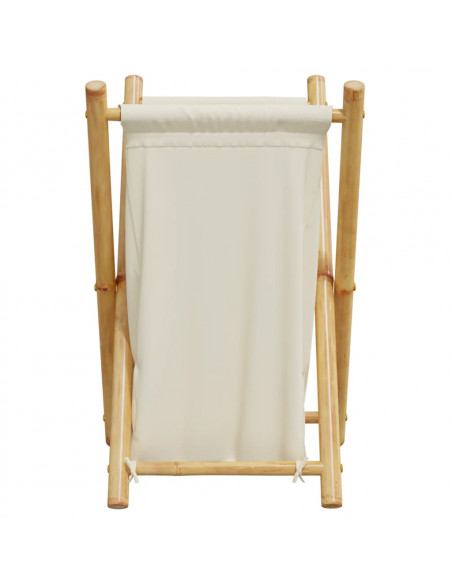 Cesto per Biancheria Bianco Crema 41,5x36x63,5 cm in Bambù