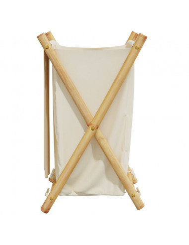 Cesto per Biancheria Bianco Crema 41,5x36x63,5 cm in Bambù