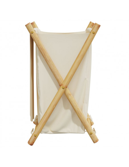 Cesto per Biancheria Bianco Crema 41,5x36x63,5 cm in Bambù